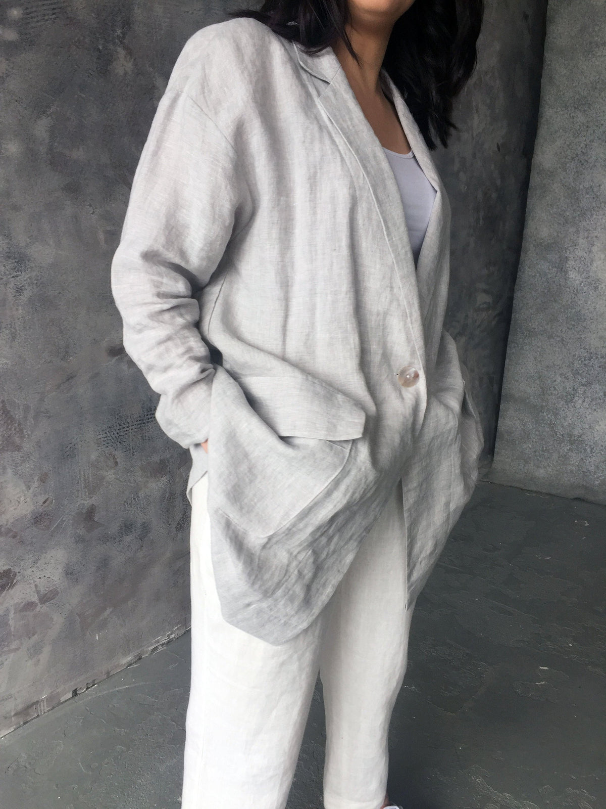 Nadia Gray Linen Blazer — view 2
