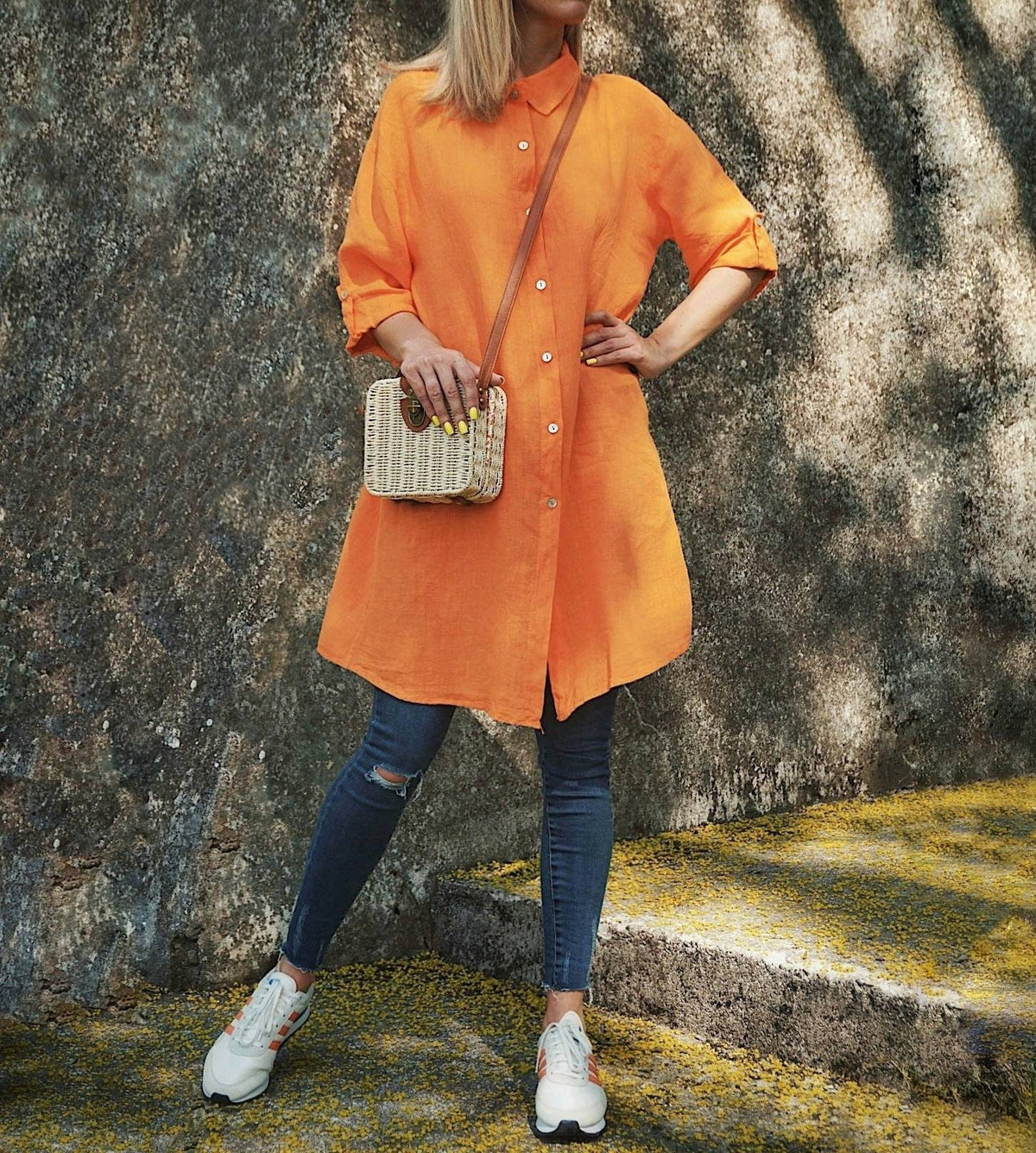 Rae Orange Linen Blazer — New York New York