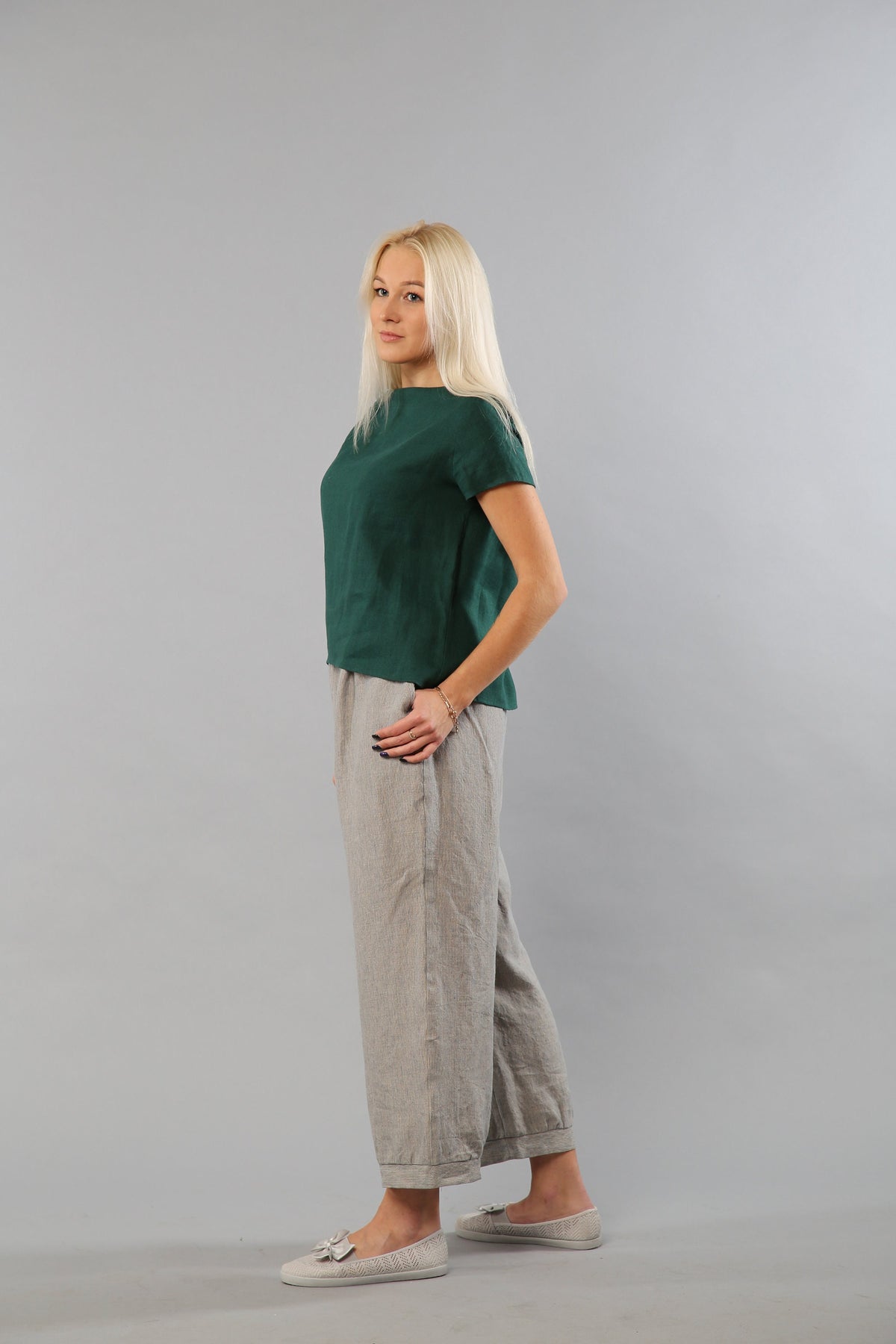 Winnie Striped Linen Pants — view 2
