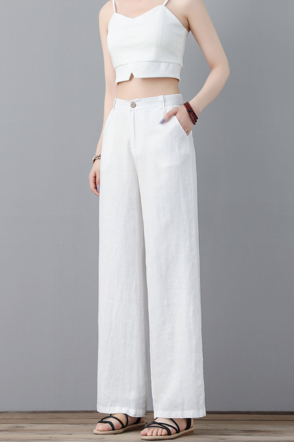Neve White Linen Pants — view 5