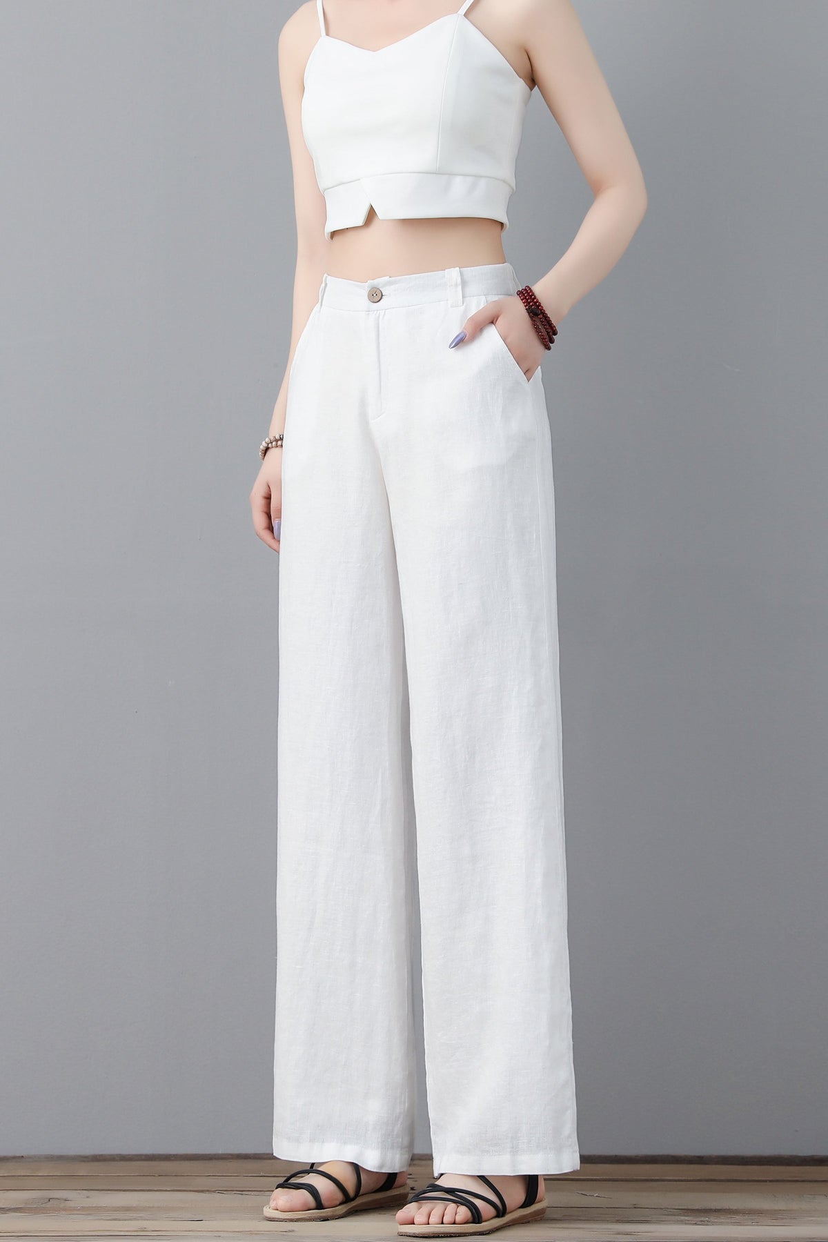 Neve White Linen Pants — view 5