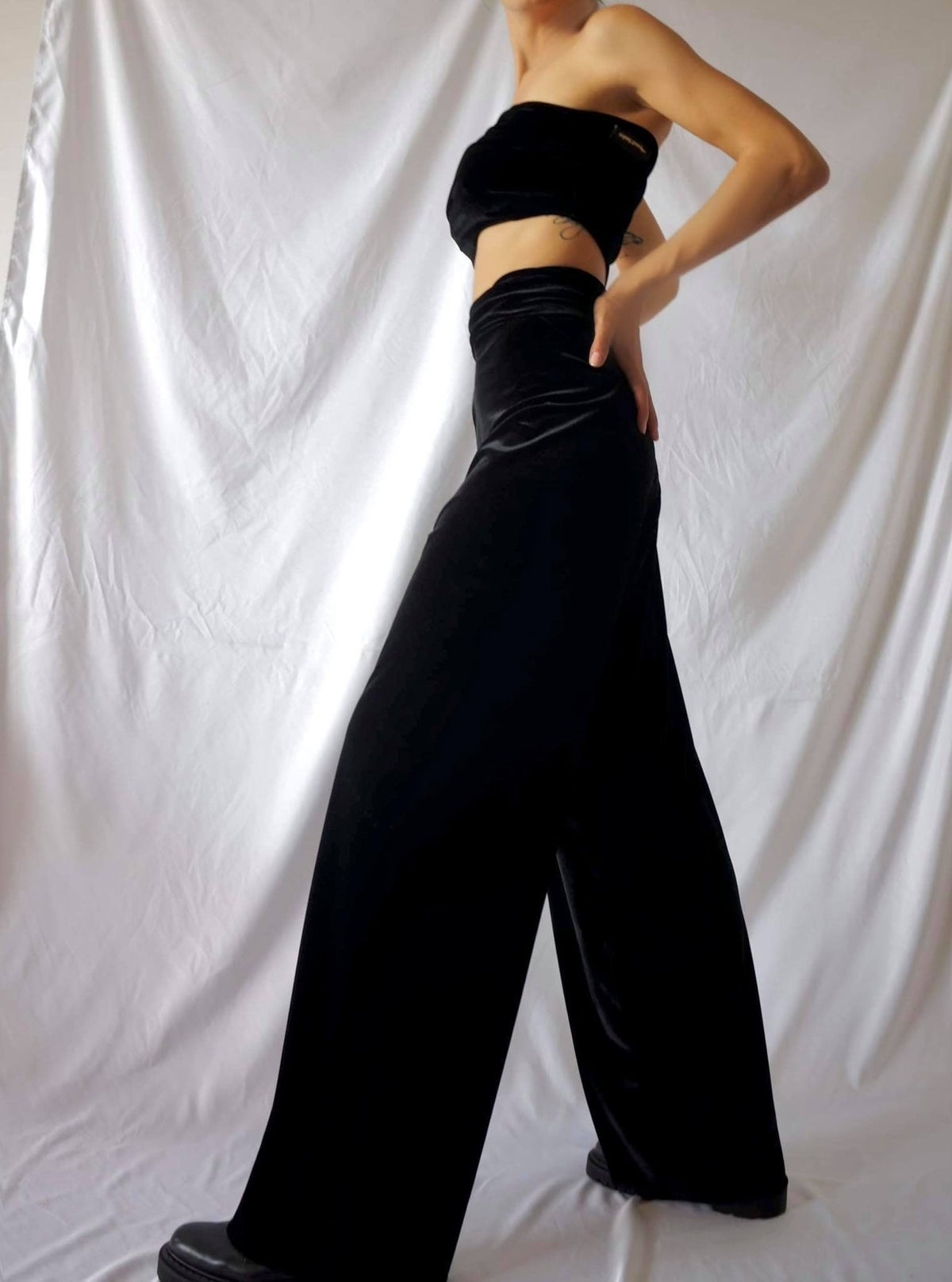 Sloane Black Velvet Pants — view 2