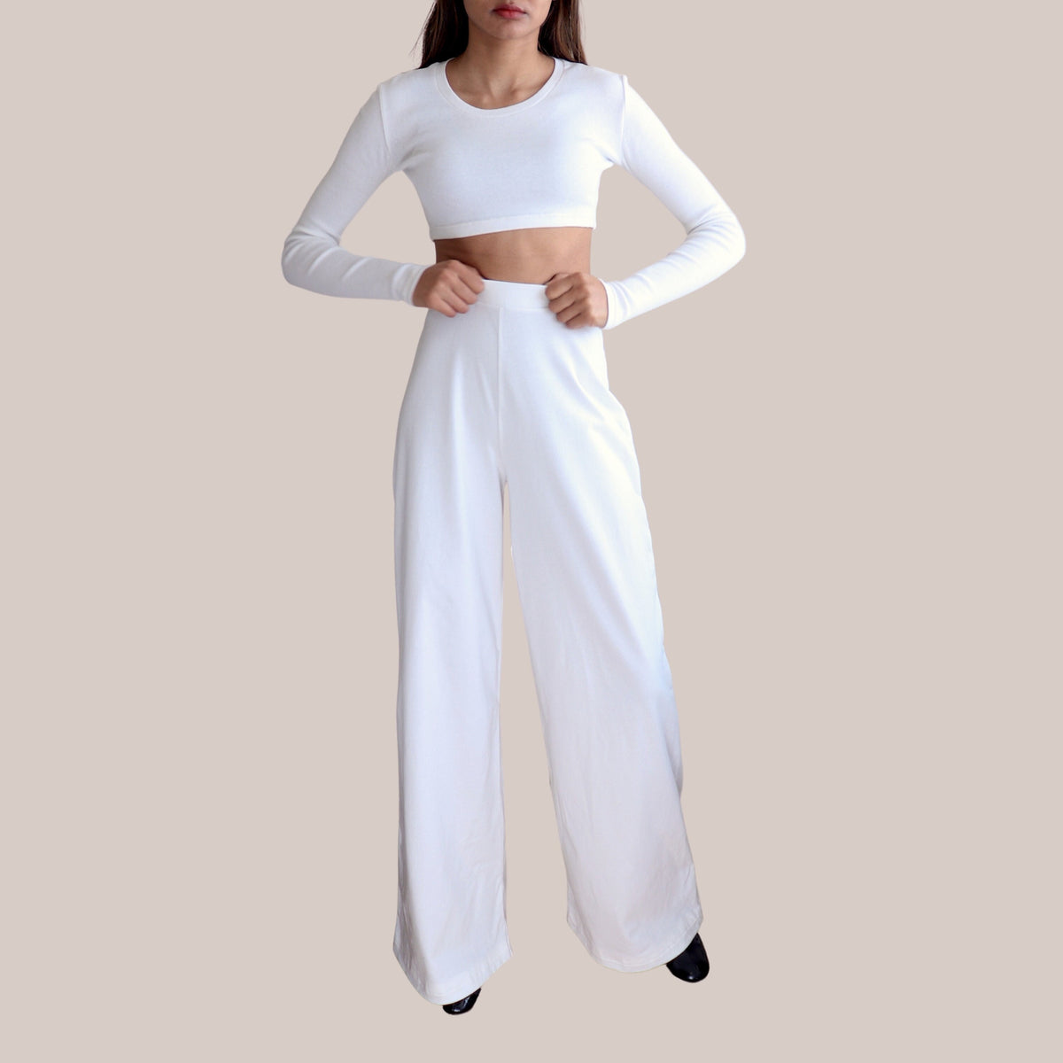 Rosa White Cotton Pants — view 2