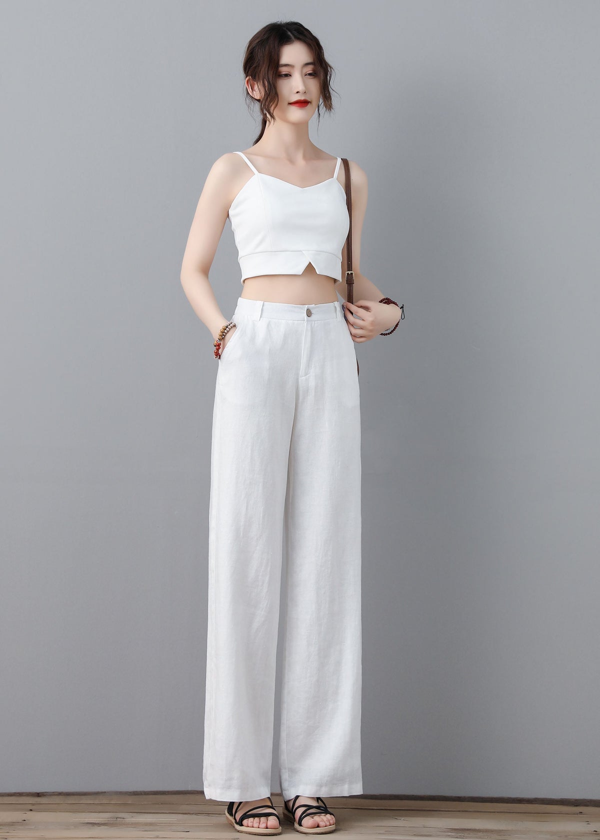 Neve White Linen Pants — view 3