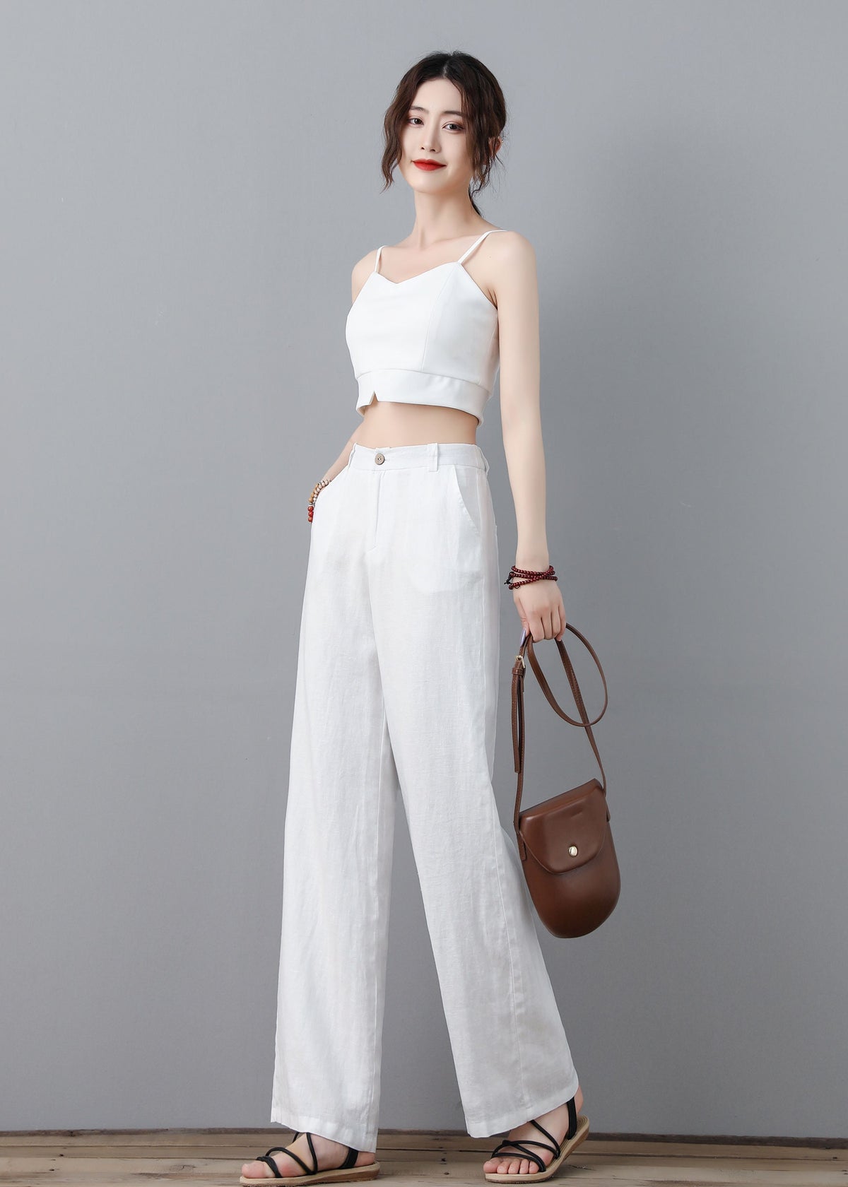Neve White Linen Pants — view 4