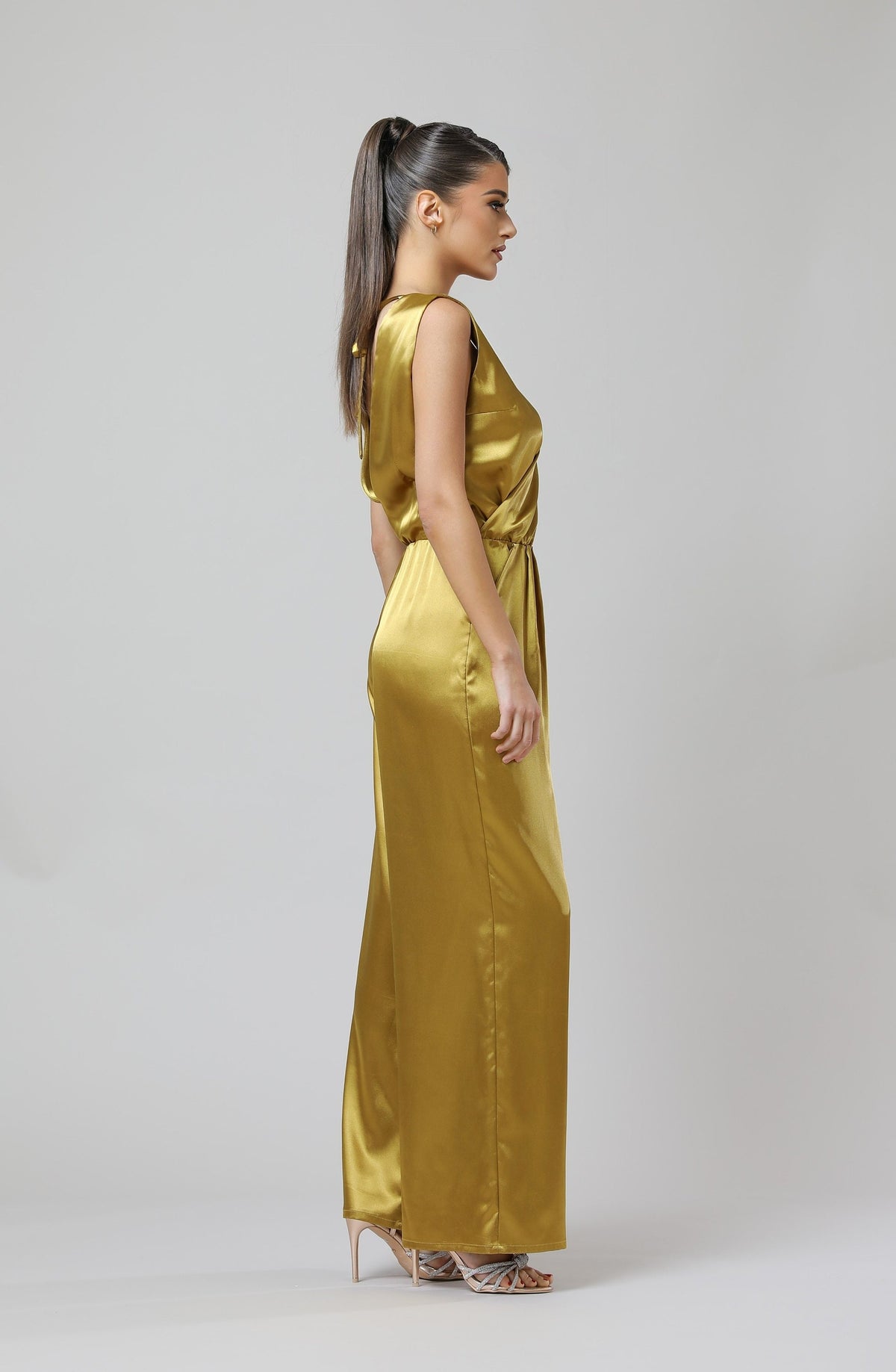 Leona Gold Satin Jumpsuit — view 3