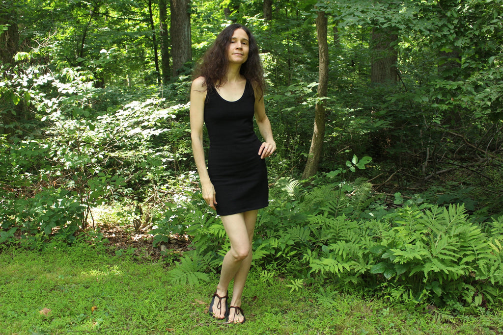 Dina Black Cotton Mini Dress — view 6