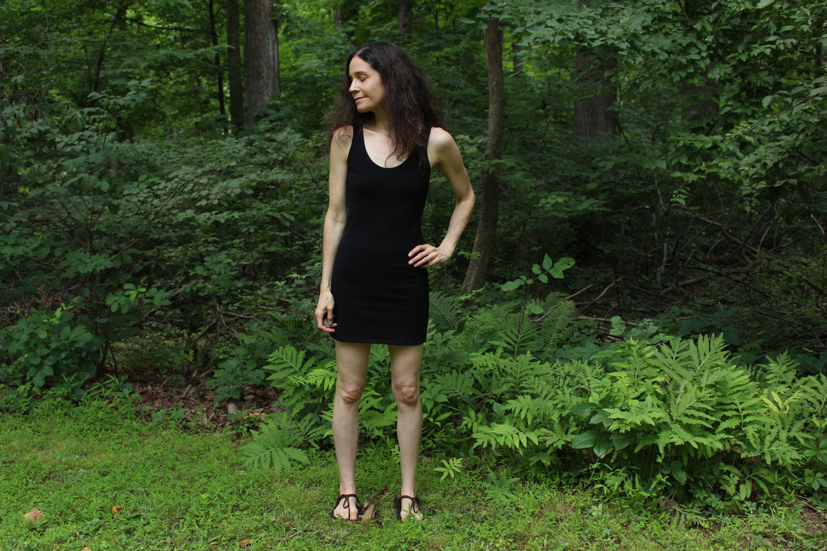 Dina Black Cotton Mini Dress — view 3