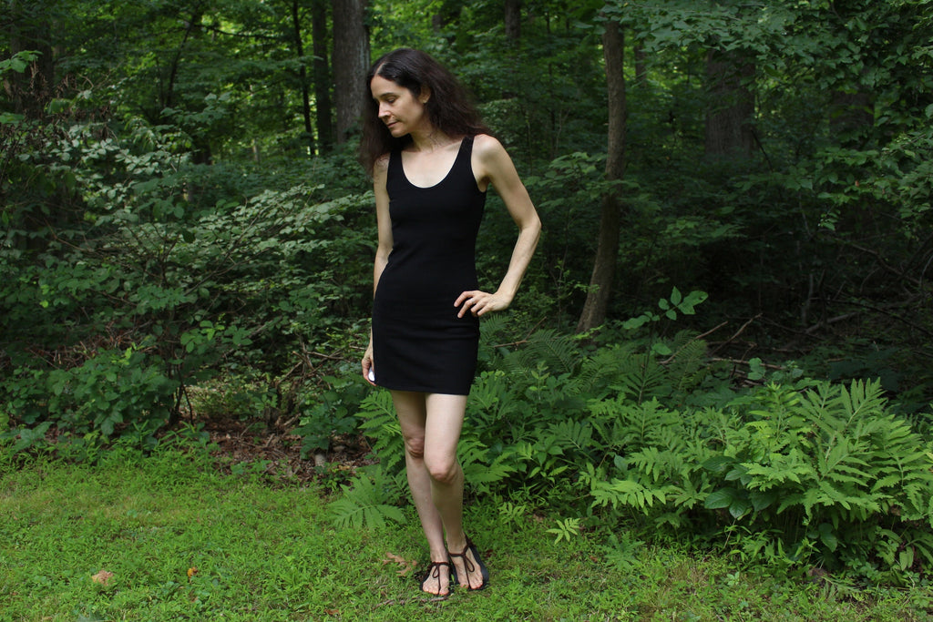 Dina Black Cotton Mini Dress — view 2