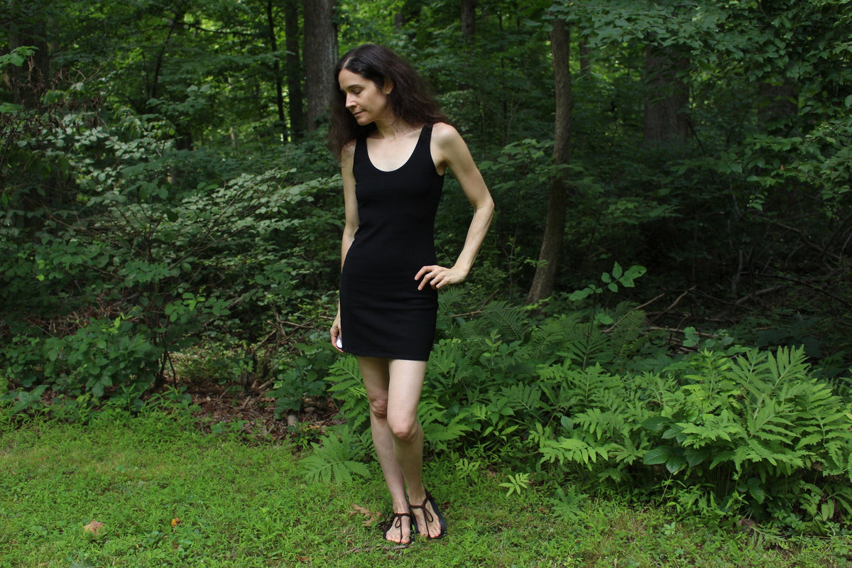Dina Black Cotton Mini Dress — view 2