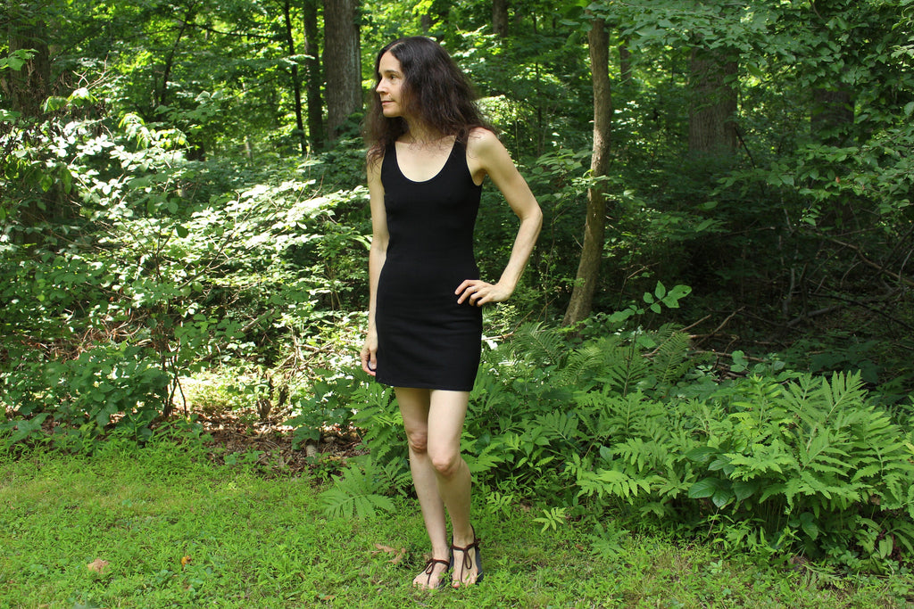 Dina Black Cotton Mini Dress — view 4