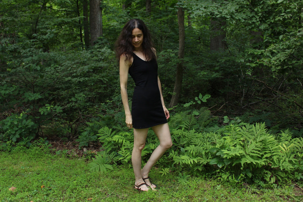 Dina Black Cotton Mini Dress — view 5