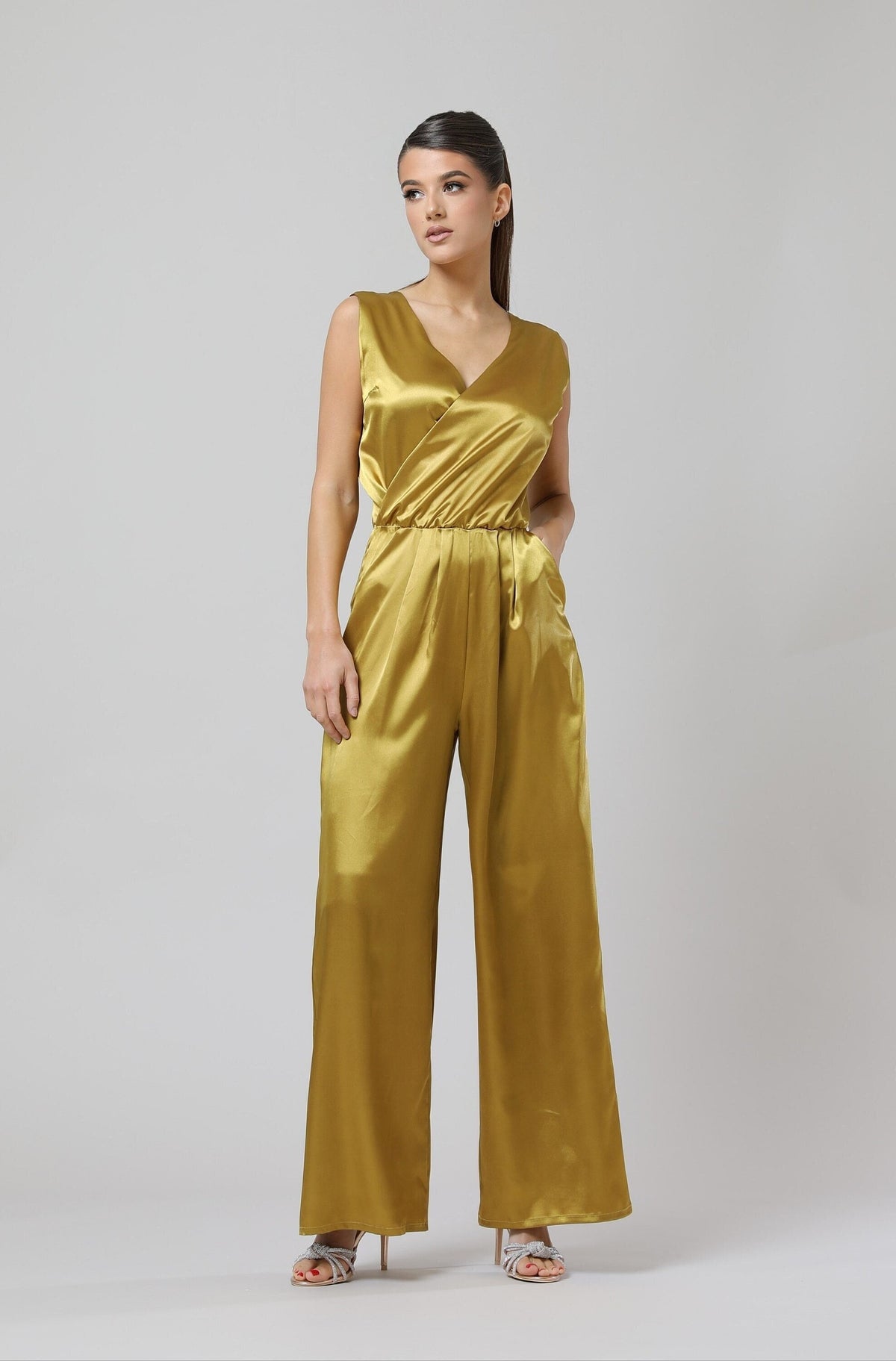 Leona Gold Satin Jumpsuit — view 2