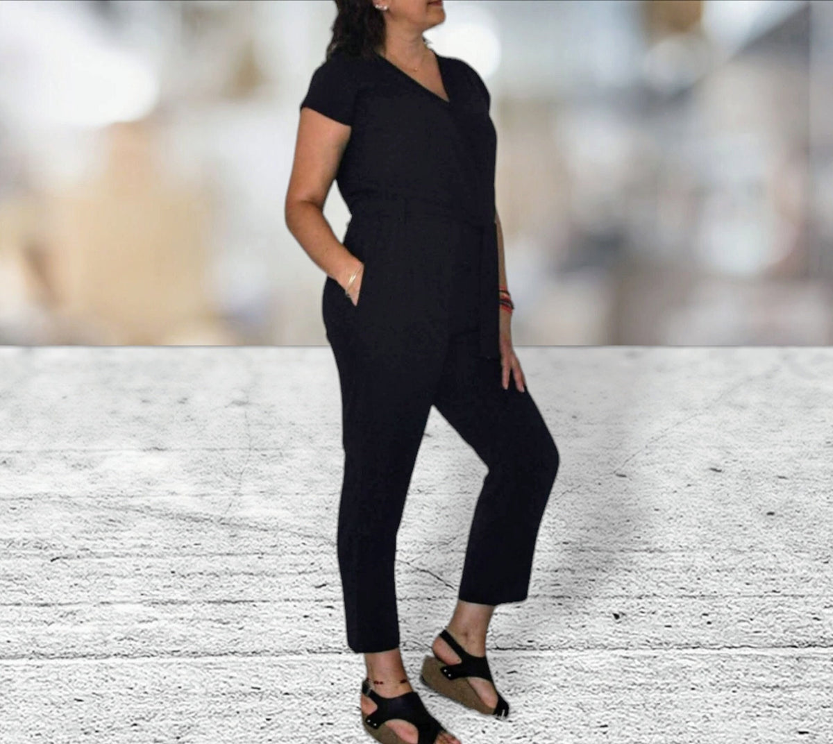 Greta Black Wrap Jumpsuit — view 4