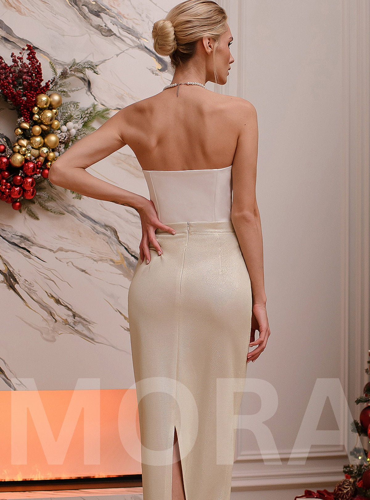 Dahlia Beige Satin Top — view 5