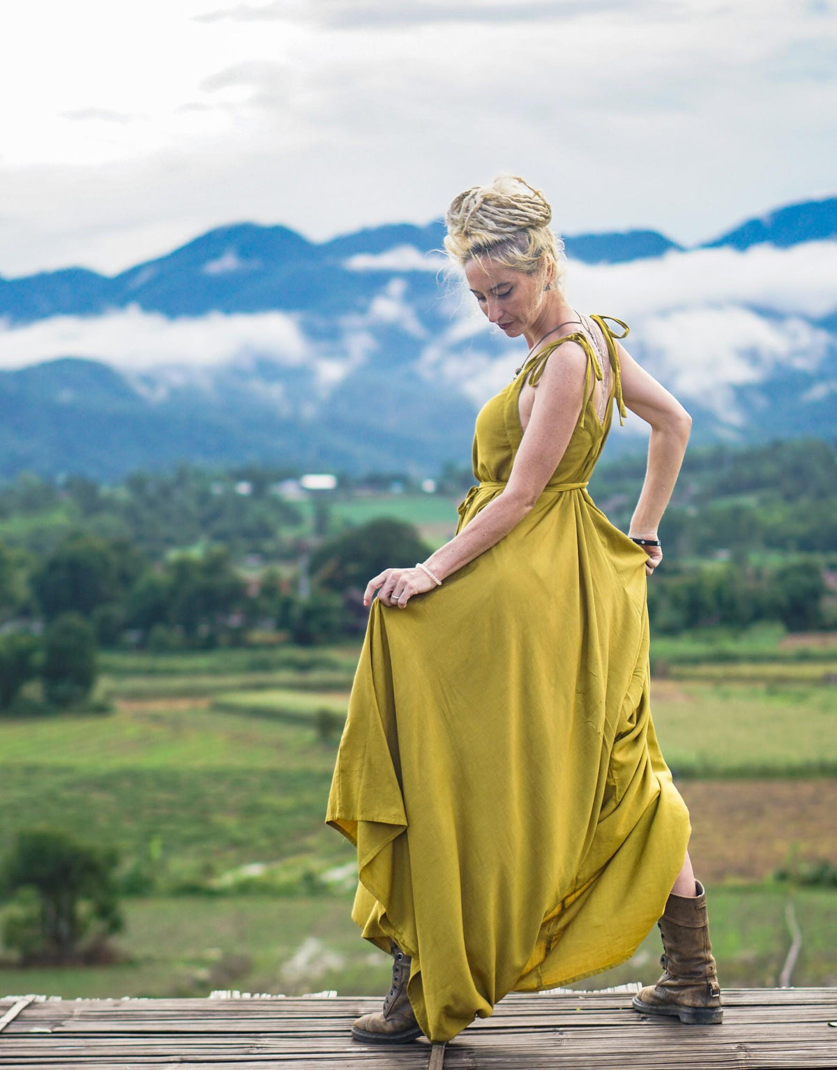 Carmen Mustard Cotton Jumpsuit — view 3