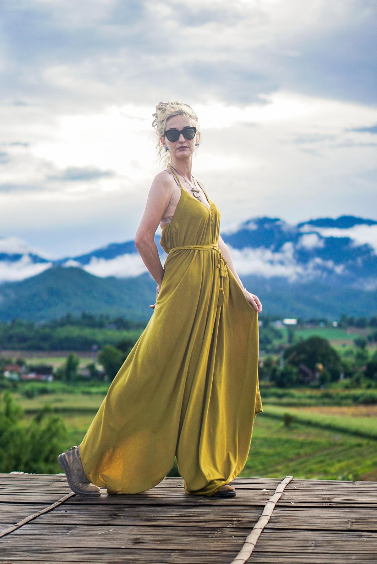 Carmen Mustard Cotton Jumpsuit — view 2