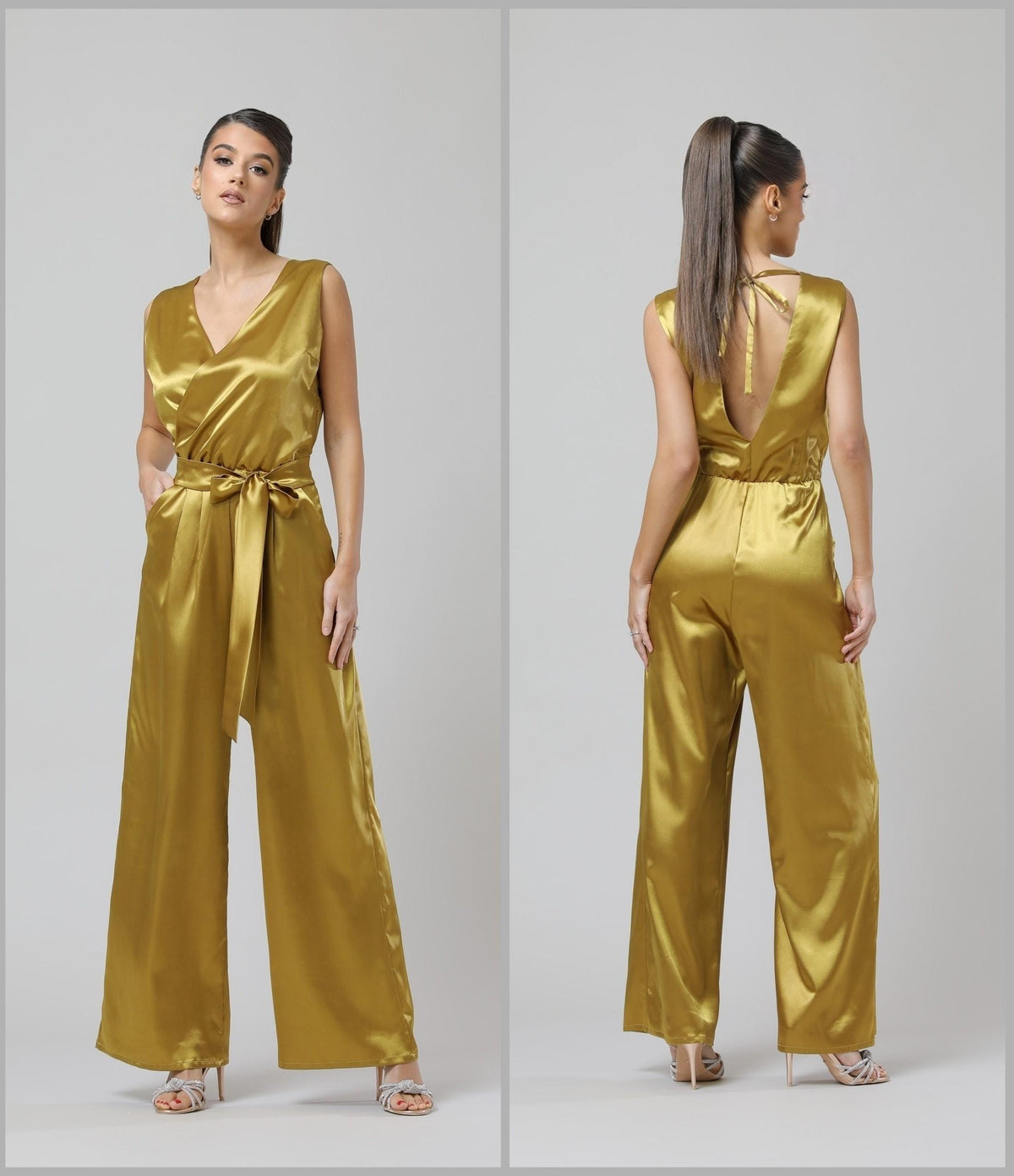 Leona Gold Satin Jumpsuit — view 4