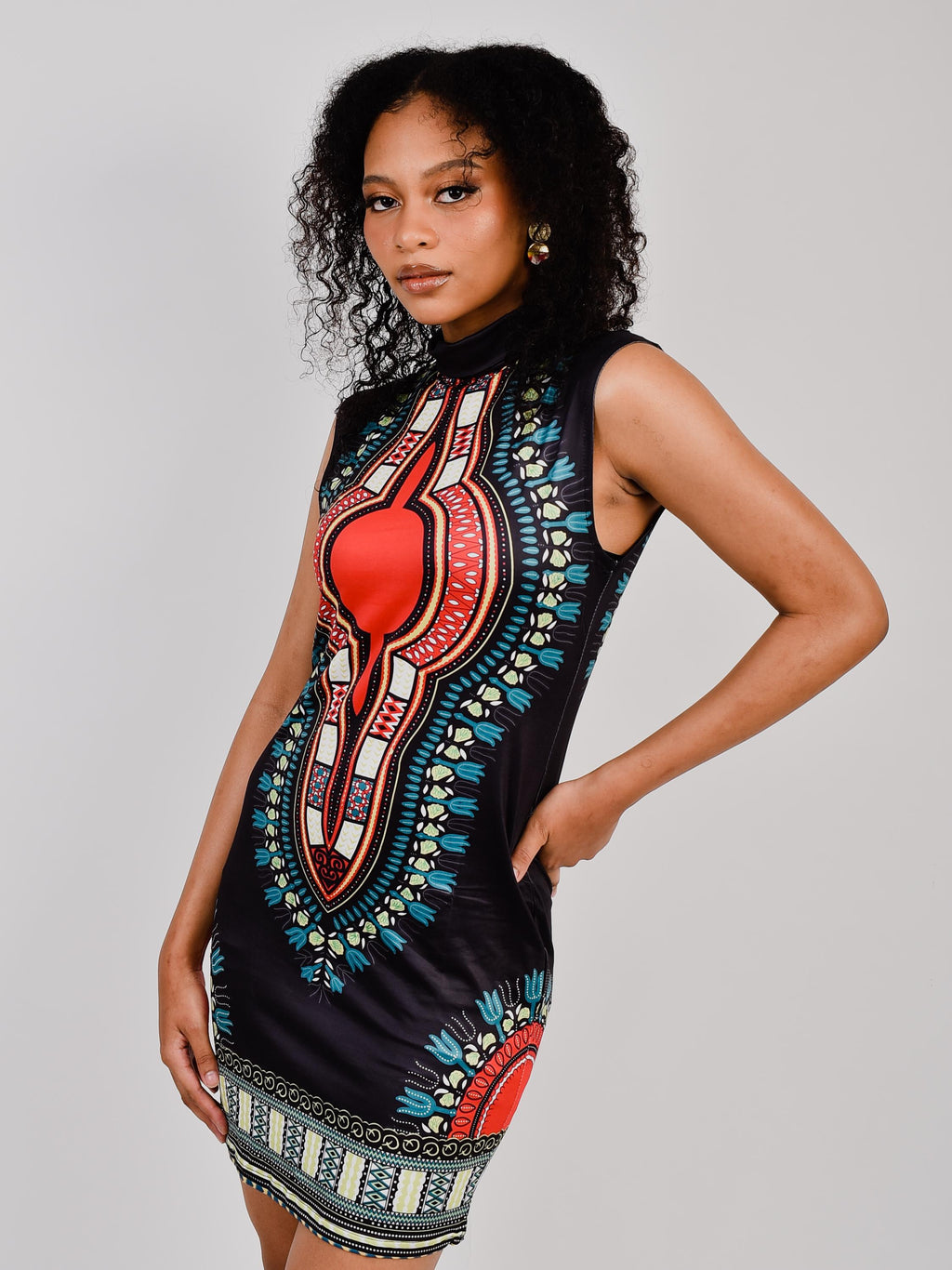 Adele Black Cotton Bodycon Midi Dress — view 3