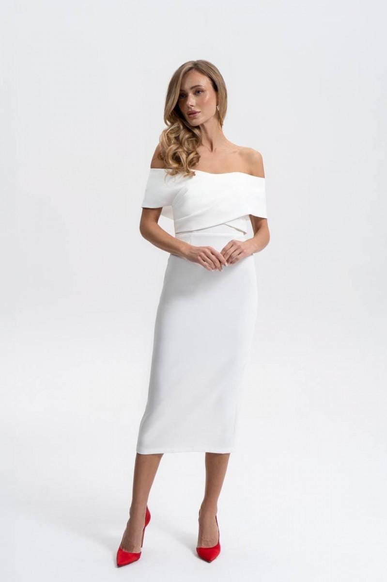 Frida White Bodycon Midi Dress — view 2