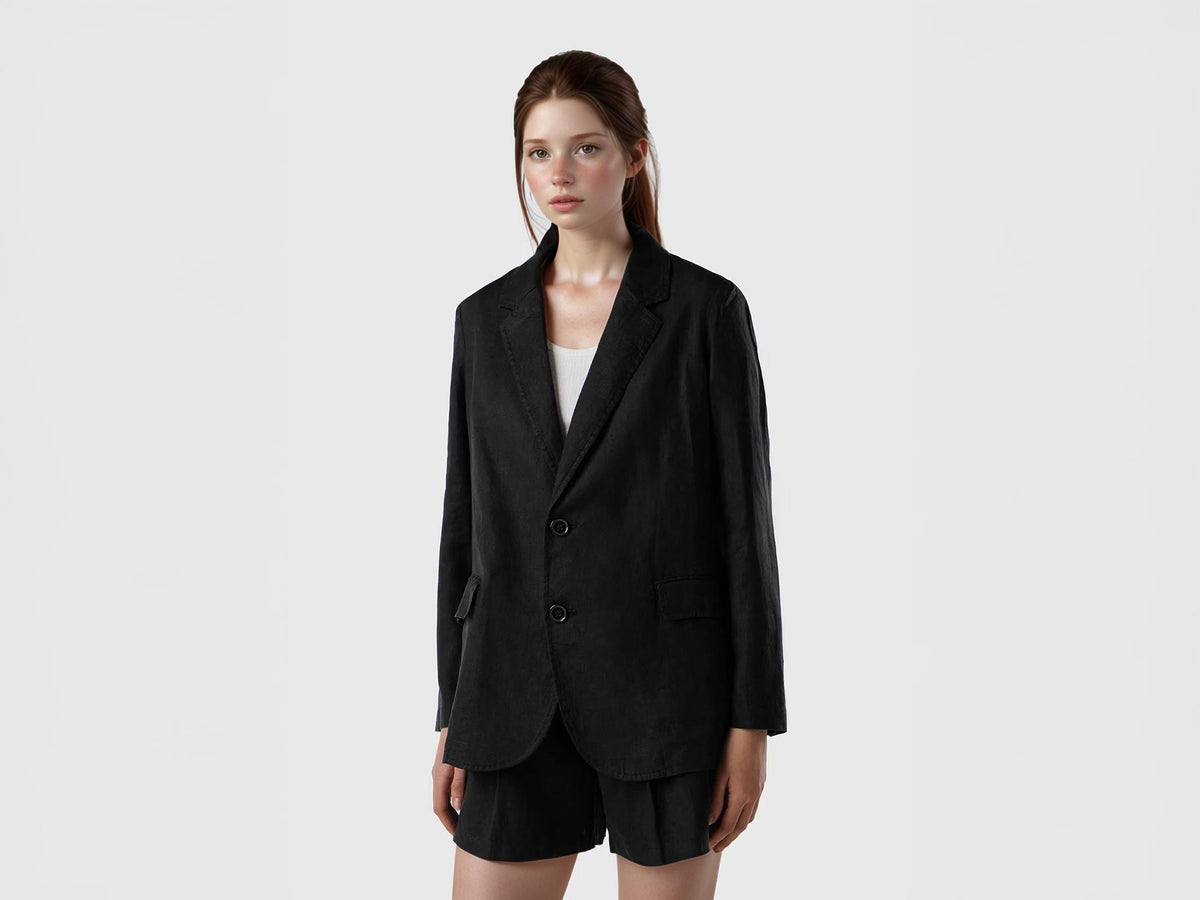 Talia Black Linen Blazer — New York New York