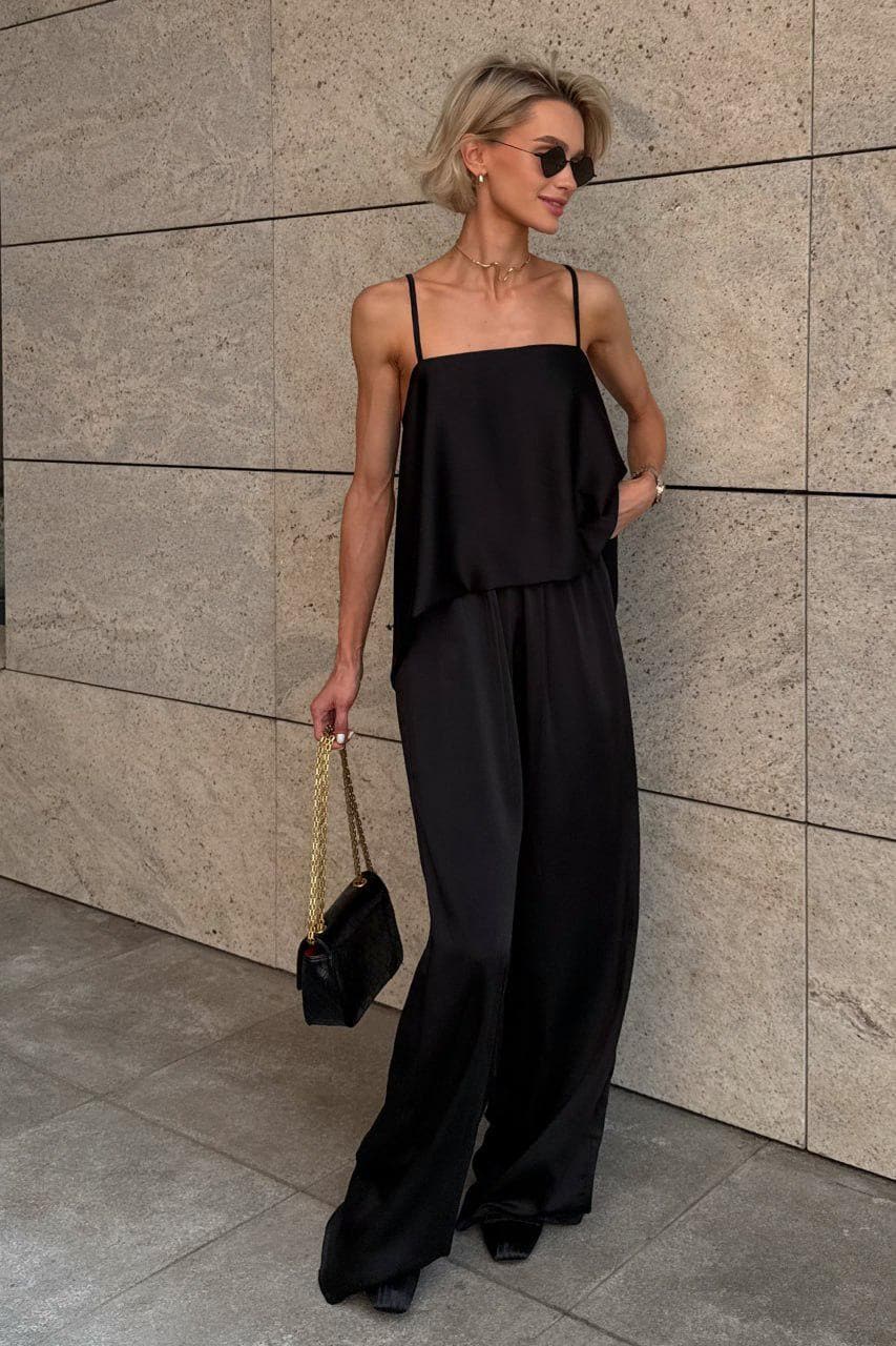 Vida Black Satin Set — view 2