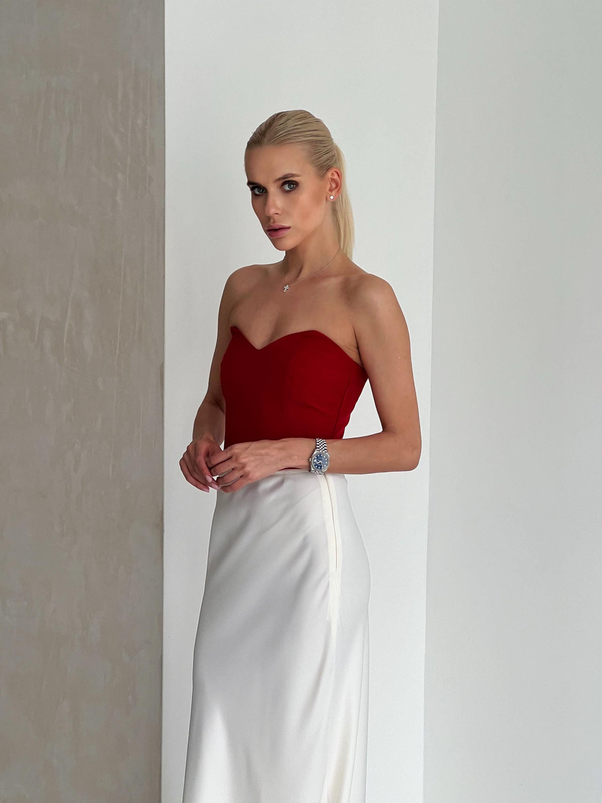Sage White Satin Maxi Skirt — view 5