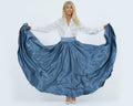 Jade Blue Satin Maxi Skirt — New York New York