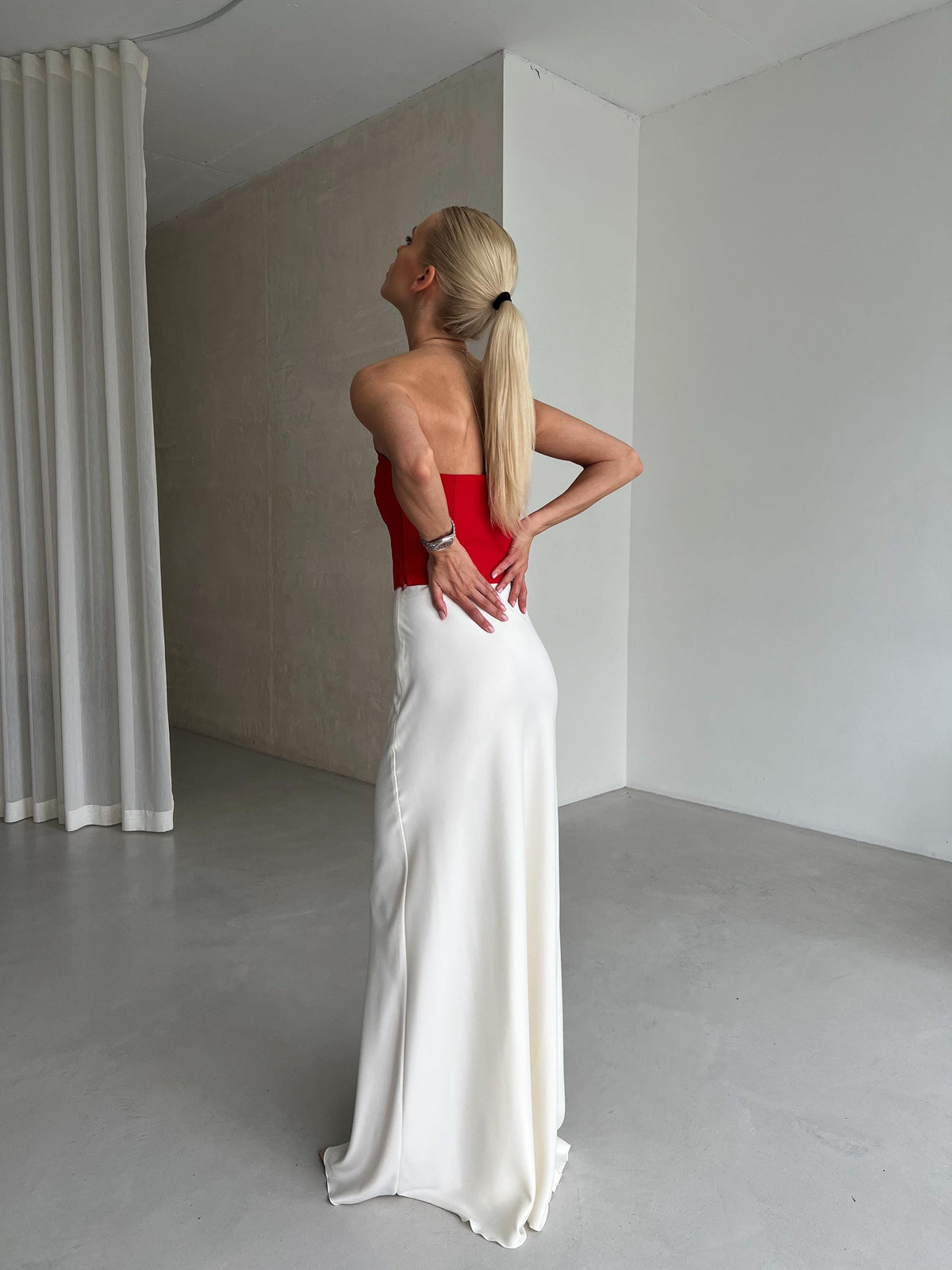 Sage White Satin Maxi Skirt — view 2