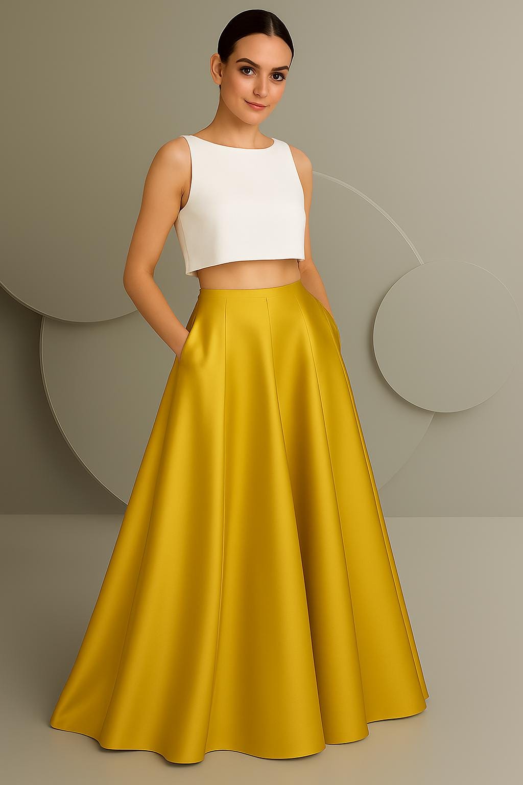 Hattie Gold Satin Maxi Skirt — view 3