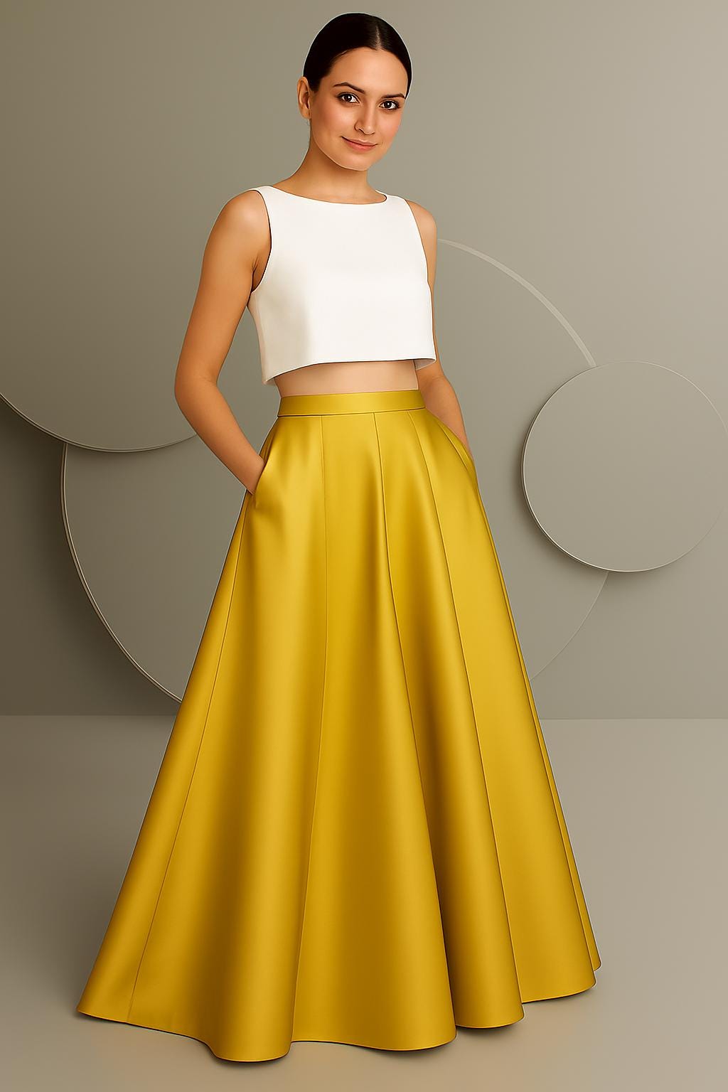 Hattie Gold Satin Maxi Skirt — view 4