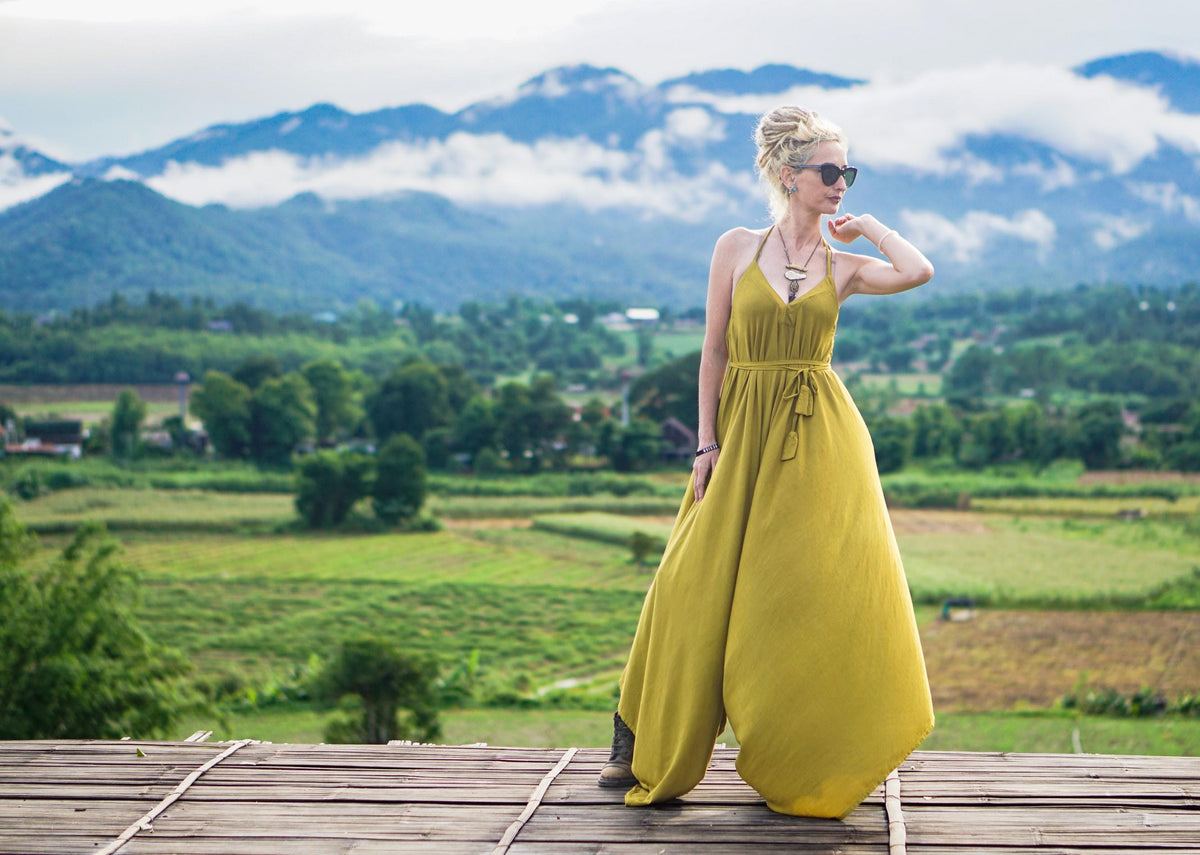 Carmen Mustard Cotton Jumpsuit — New York New York