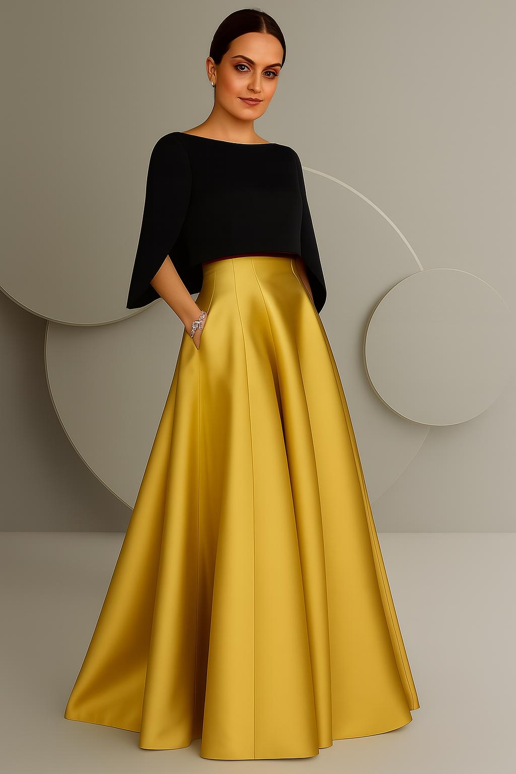 Hattie Gold Satin Maxi Skirt — New York New York