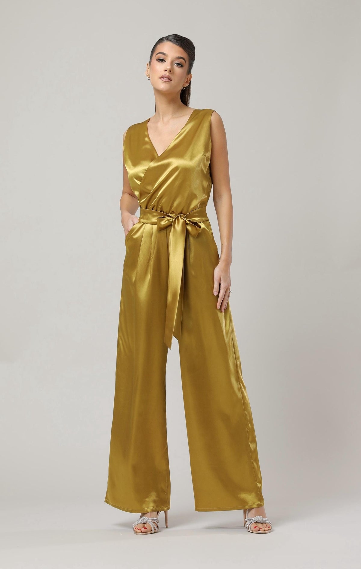 Leona Gold Satin Jumpsuit — New York New York
