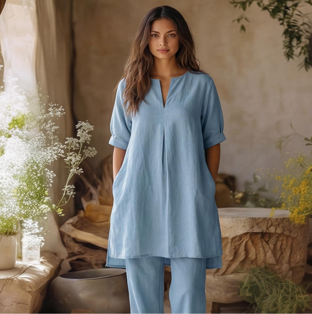 Belle Gray Linen Set — New York New York