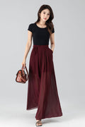 Yvette Burgundy Chiffon Pants — New York New York