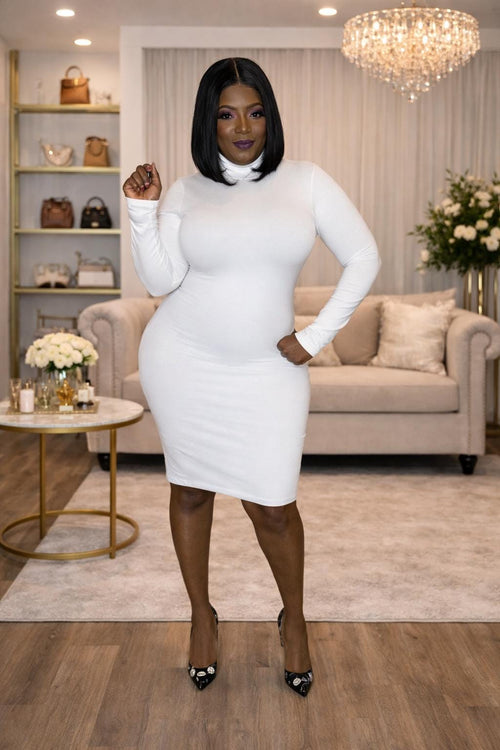 Bianca White Knit Bodycon Midi Dress — New York New York