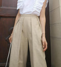 Cleo Beige Linen Pleated Pants — New York New York