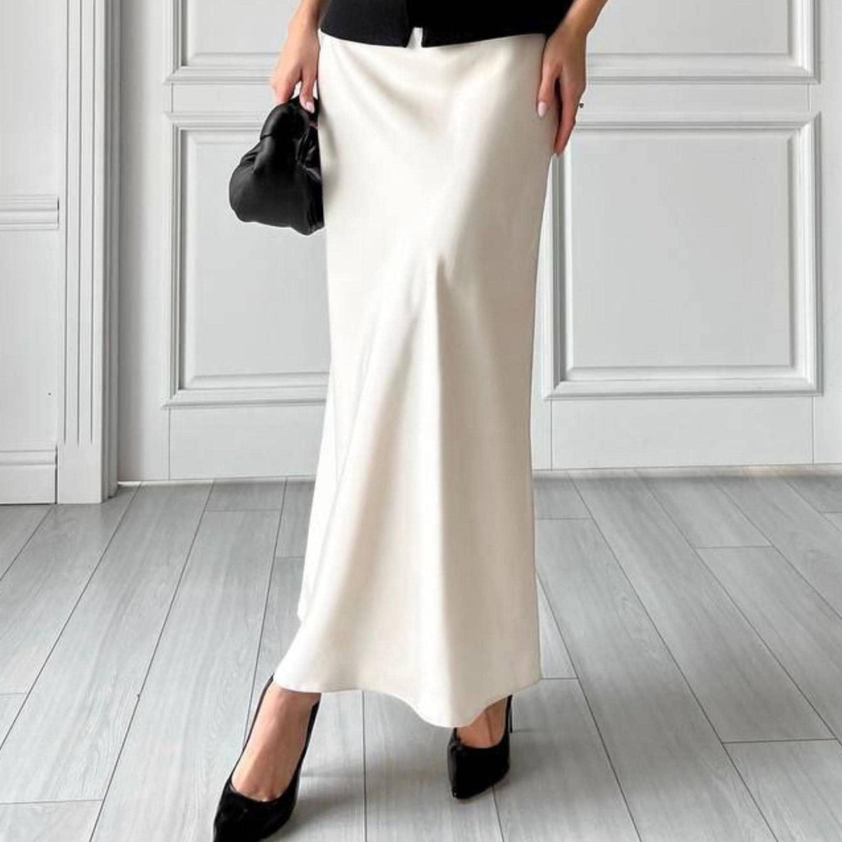 Maeve Ivory Satin Maxi Skirt — New York New York