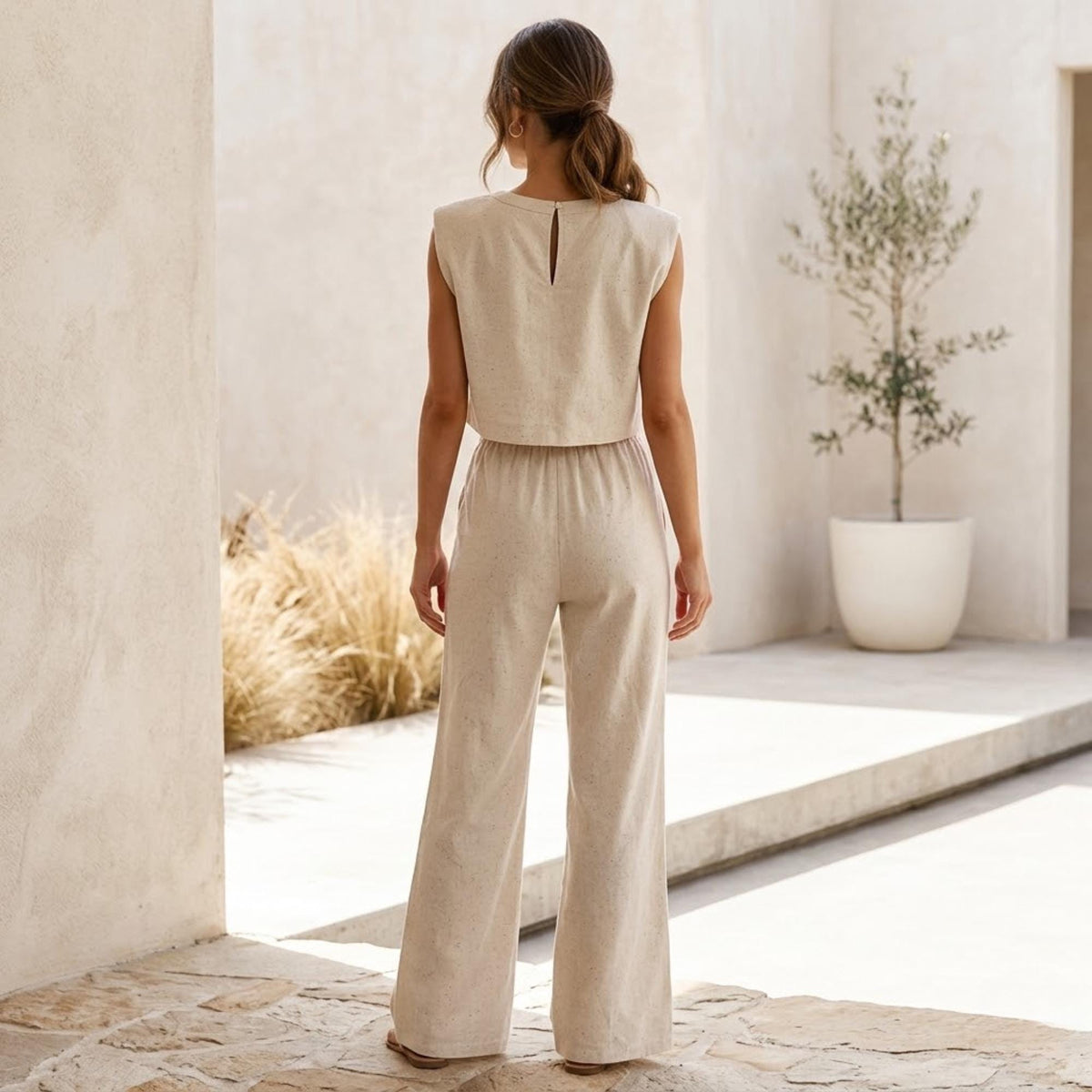 Thea Beige Linen Set — view 3