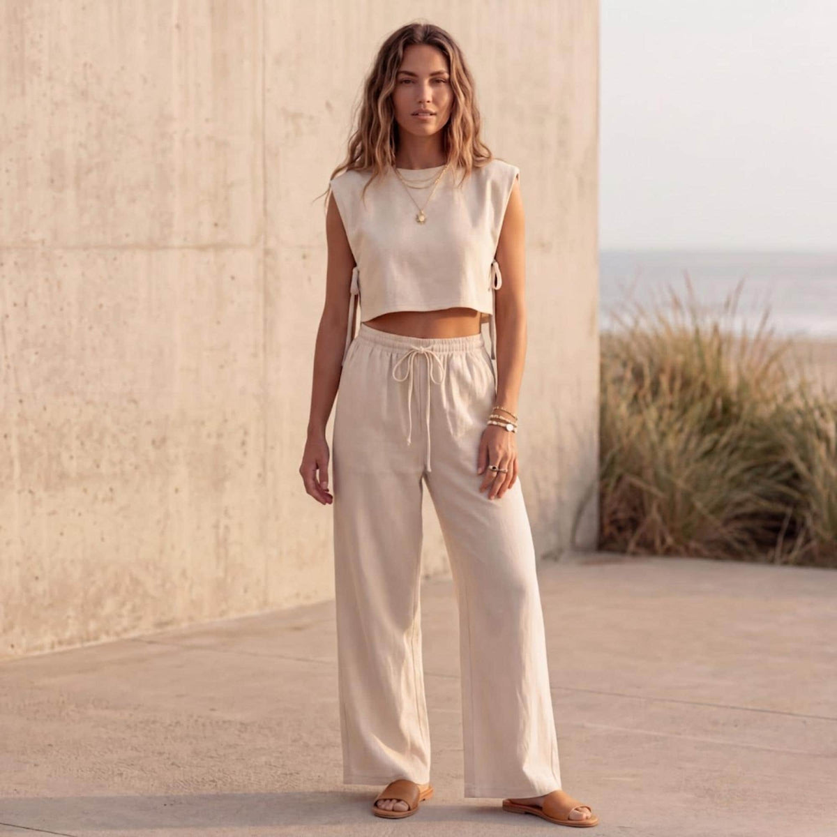 Thea Beige Linen Set — view 2