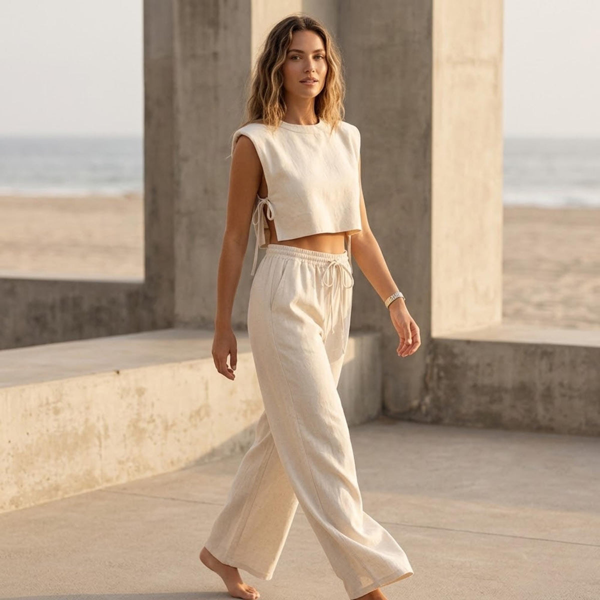 Thea Beige Linen Set — New York New York