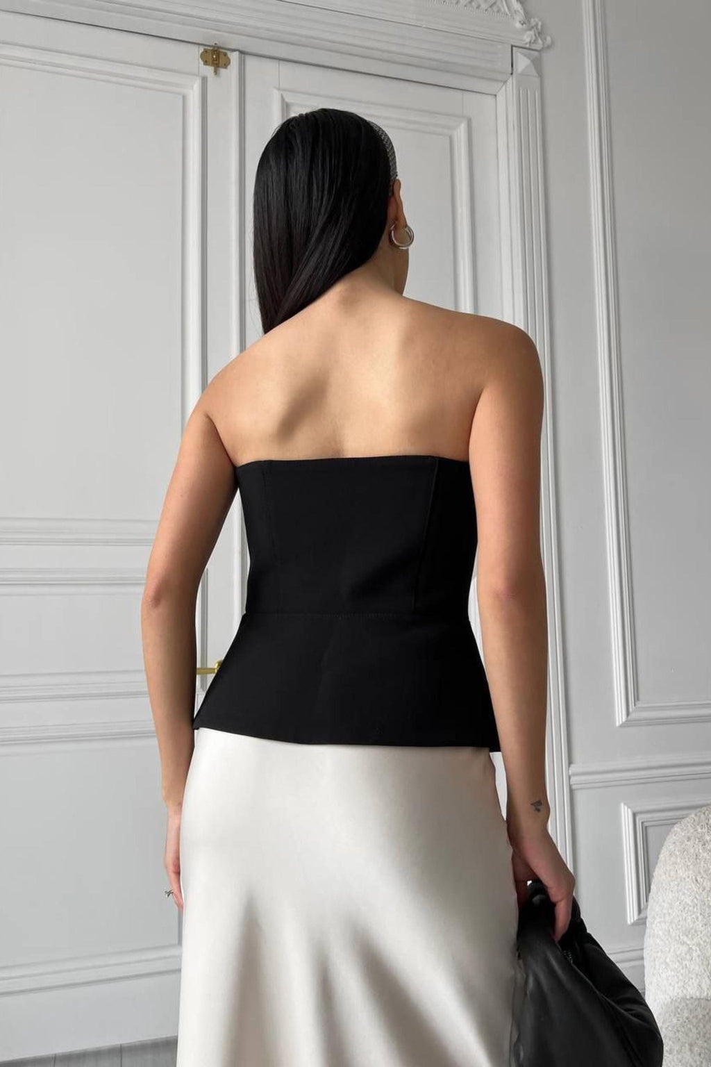 Maeve Ivory Satin Maxi Skirt — view 3