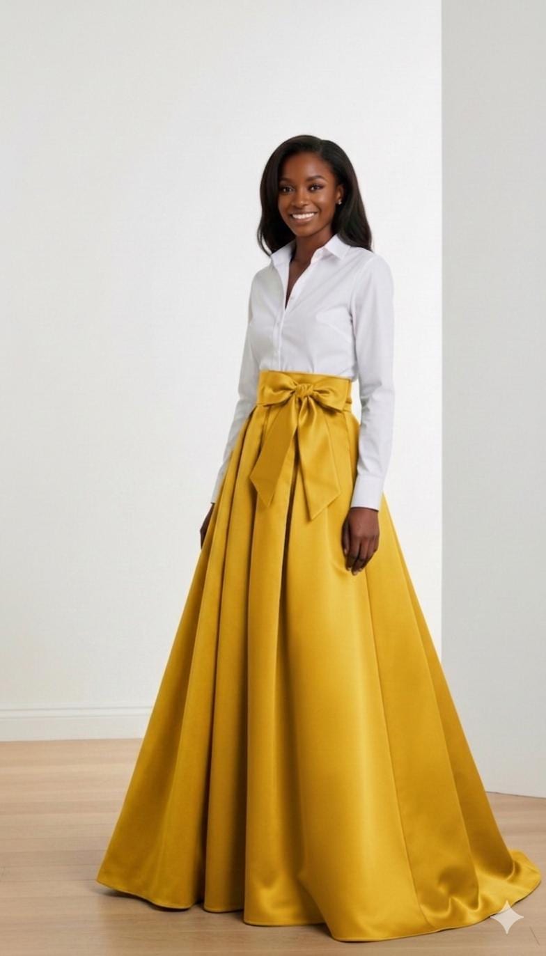 Ellie Gold Satin Maxi Skirt — New York New York