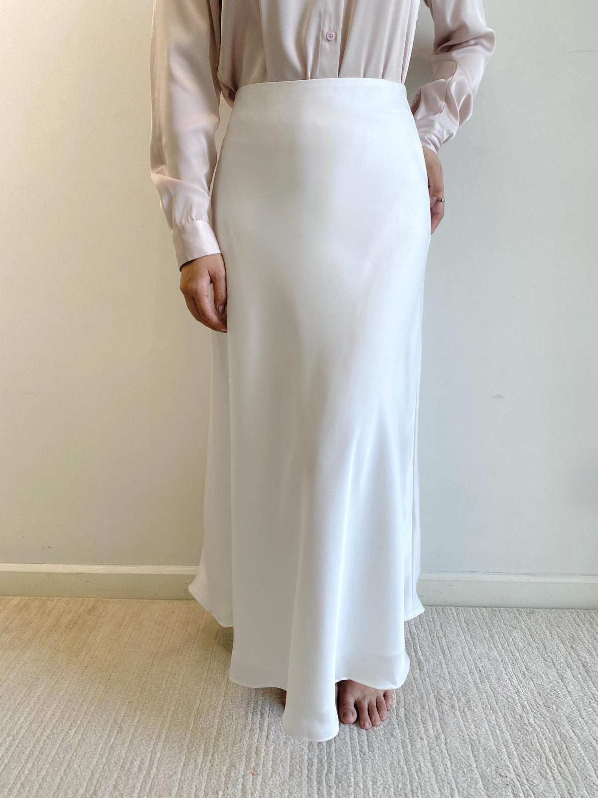 Kit Ivory Satin Maxi Skirt — view 4
