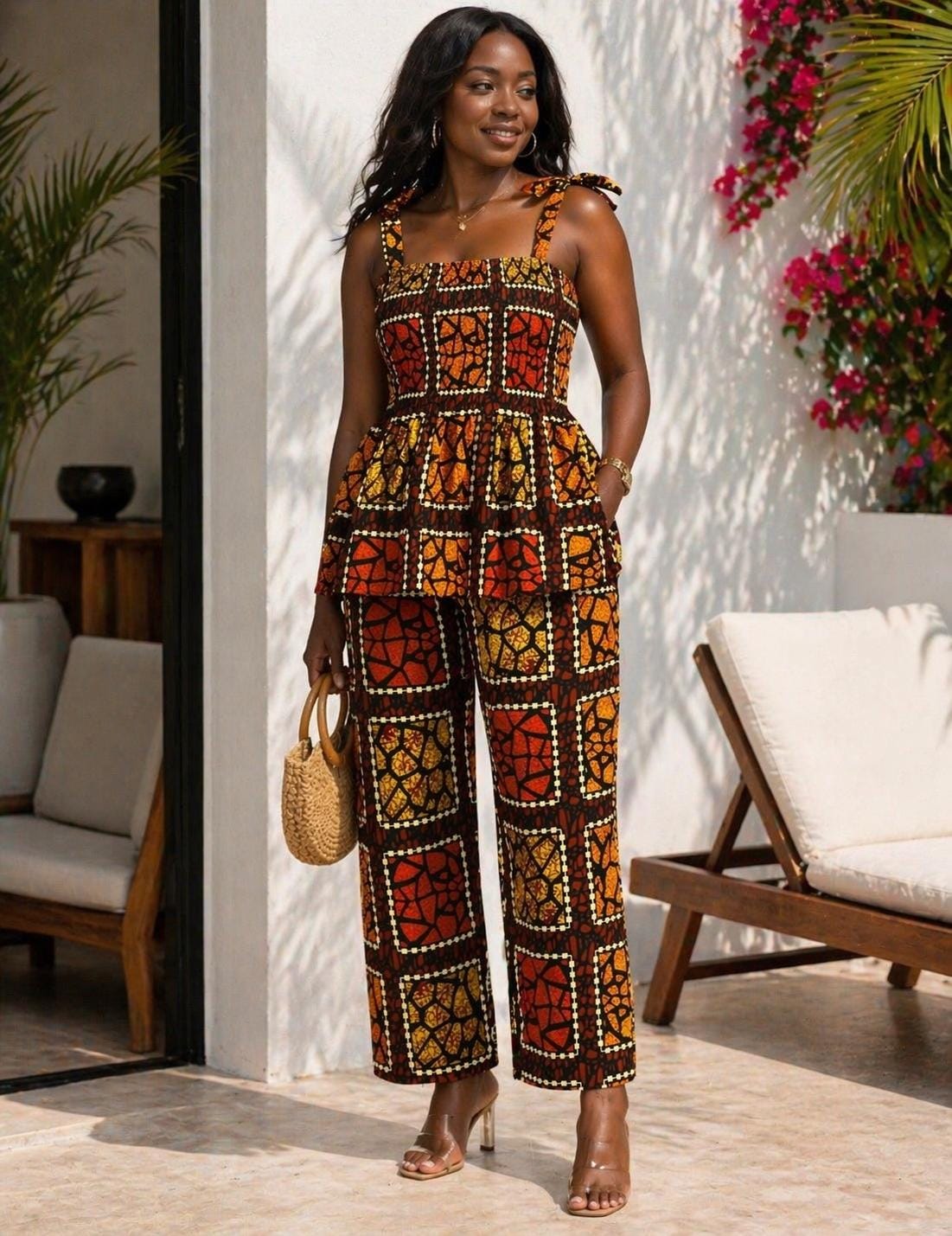 Piper Burgundy Cotton Wrap Set — view 3