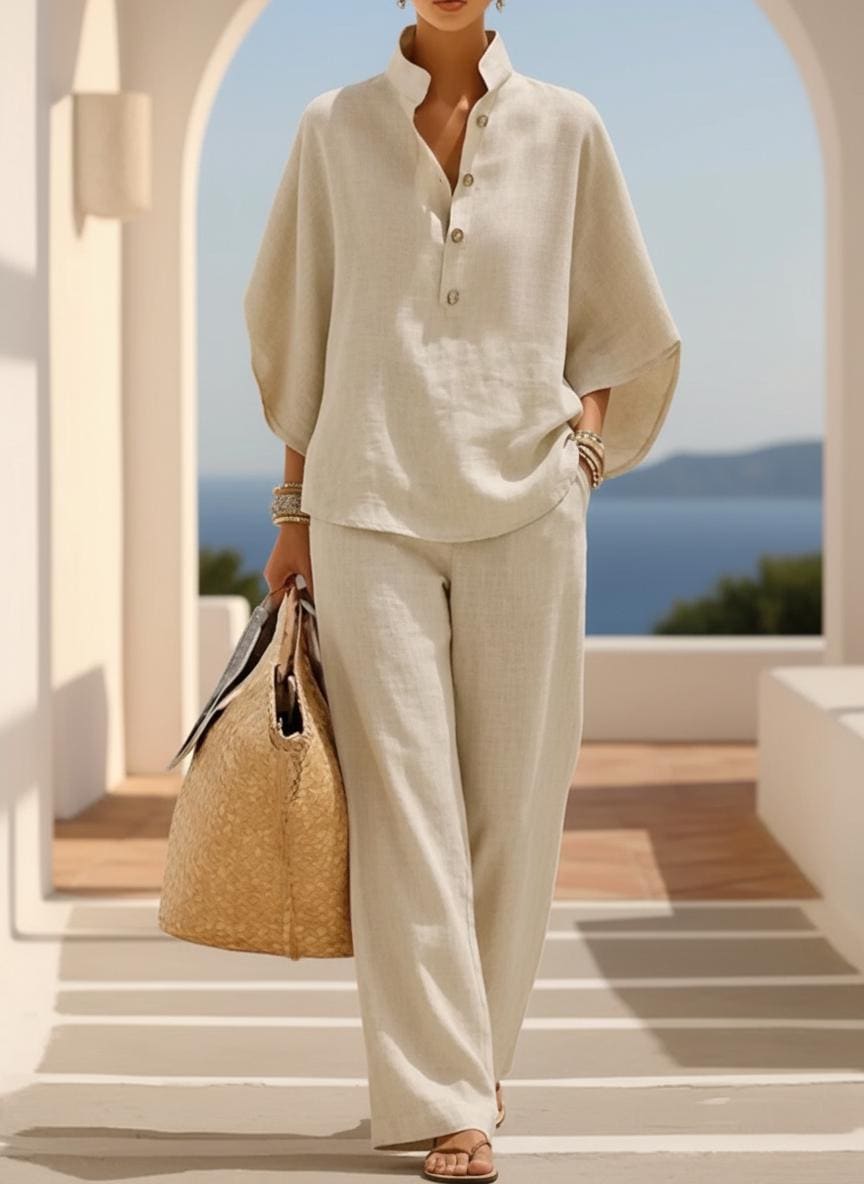 Amara Light Blue Linen Set — view 3