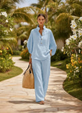 Amara Light Blue Linen Set — New York New York