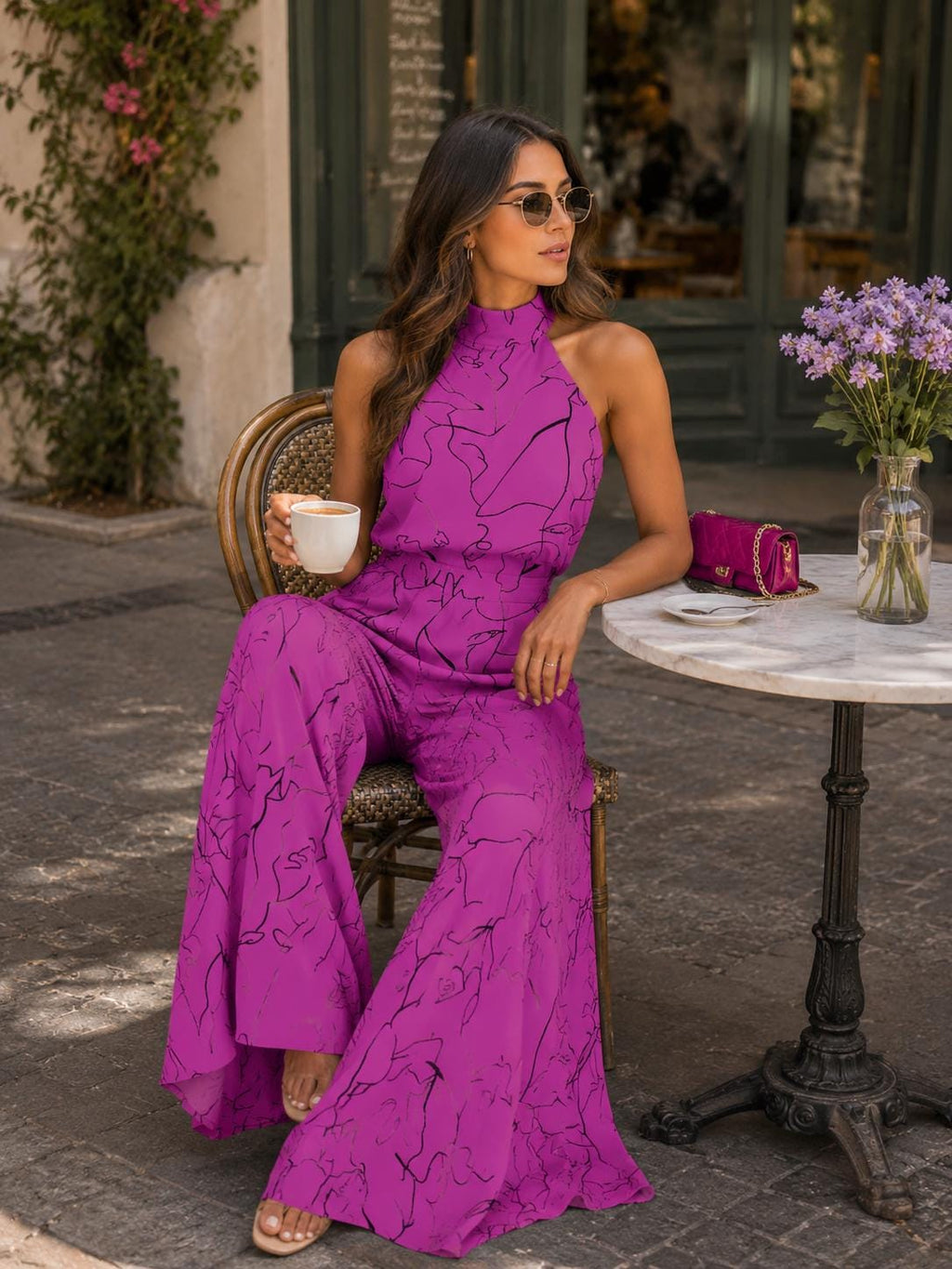 Vivi Ivory Halter Jumpsuit — view 3