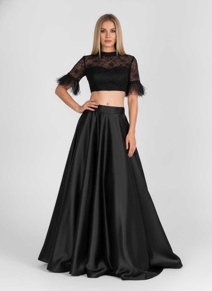 Orla Black Satin Maxi Skirt — view 5